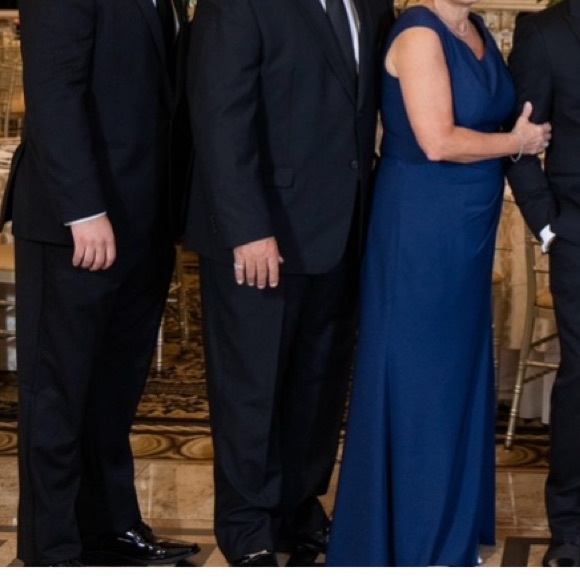 GIA FRANCO - 12921 EMBELLISHED BATEAU TRUMPET DRESS WITH SLIT - Navy Size 16 - Picture 16 of 16